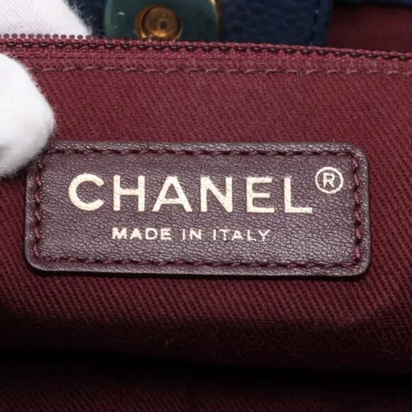 Chanel Matelasse Caviar Skin Two-Way Tote Bag Navy Blue - Picture 9 of 12